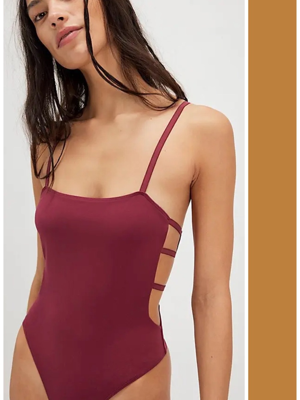 NWT Free People Intimately On My Side Strappy Cutout Bodysuit Red Size XS